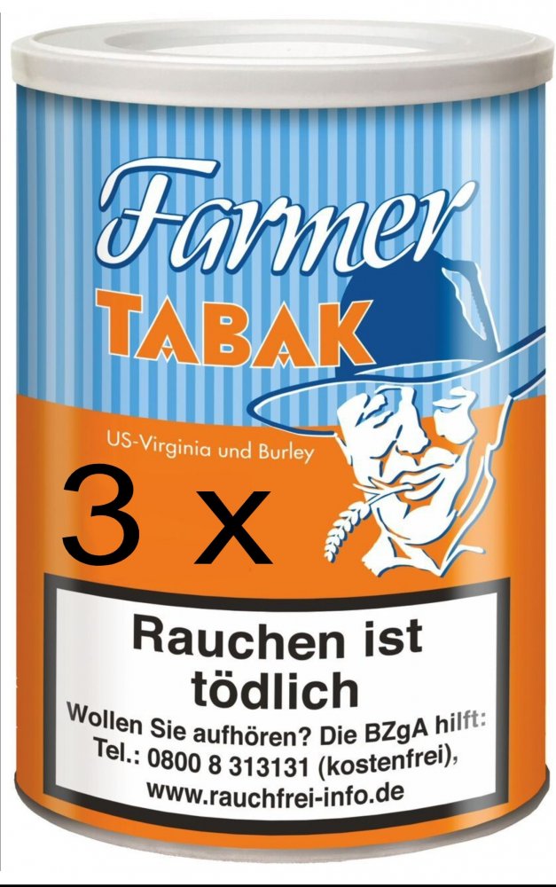 3 X 160g Farmer ( Auch Zum Stopfen Geeignet ) Tabak